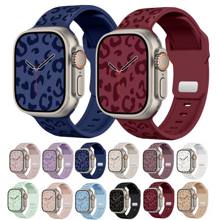 Buckle Concave Leopard Silicone Watch Band, For Apple Watch 46mm / 49mm / 45mm / 44mm, For Apple Watch 42mm / 41mm / 40mm / 38mm