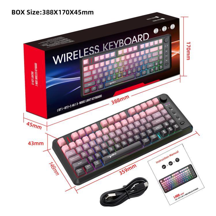 HXSJ L400 Three-mode Wireless RGB Light Thin Film 81 Keys Keyboard