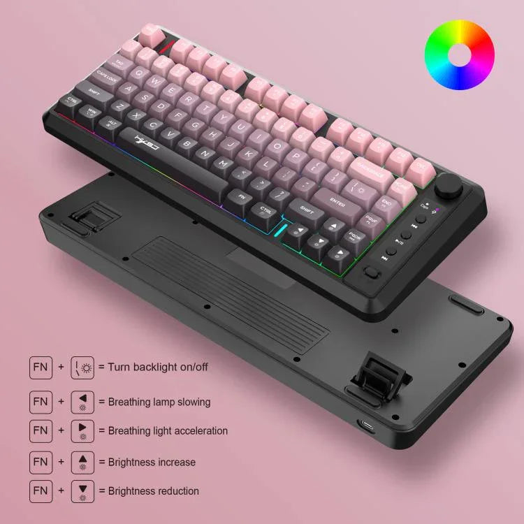 HXSJ L400 Three-mode Wireless RGB Light Thin Film 81 Keys Keyboard