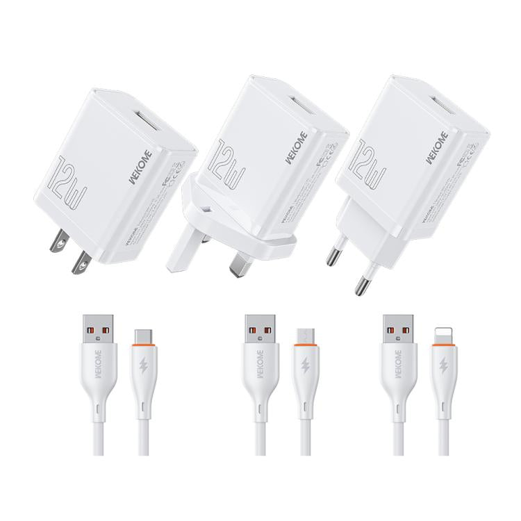 طقم شاحن WK WP-U76 Kinkong بقوة 12 واط USB، قابس المملكة المتحدة، قابس الولايات المتحدة، قابس الاتحاد الأوروبي