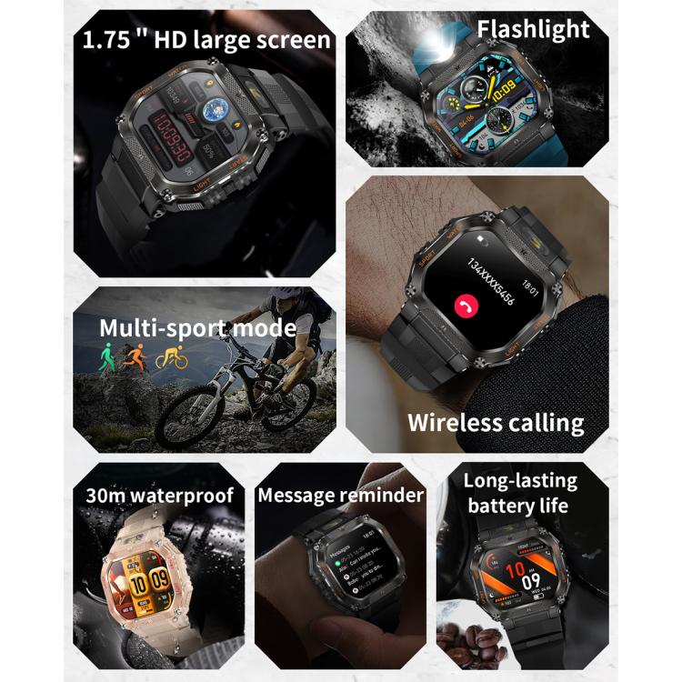 HT34 1.75 inch IPS Screen 3ATM Outdoor Sports BT Smart Watch