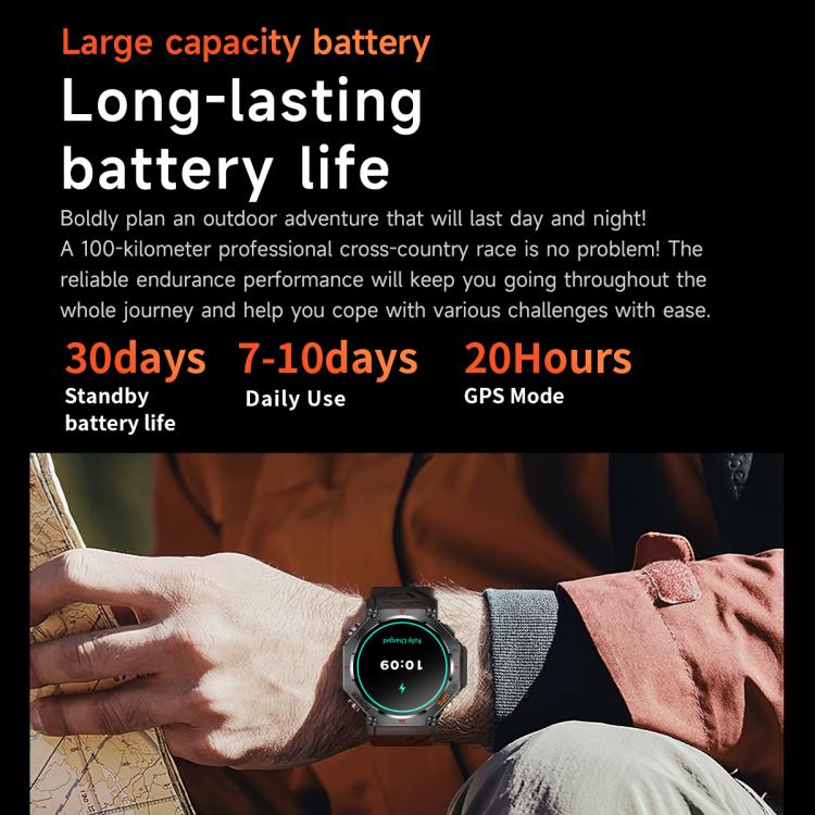 KC91 1.39 inch IPS Screen 3ATM Outdoor GPS Smart Watch with Flashlight