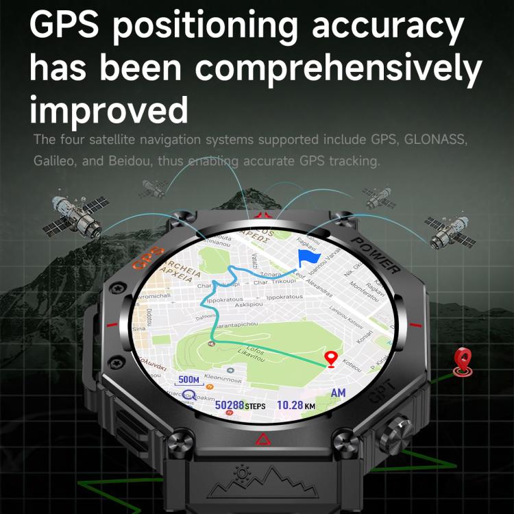 KC91 1.39 inch IPS Screen 3ATM Outdoor GPS Smart Watch with Flashlight