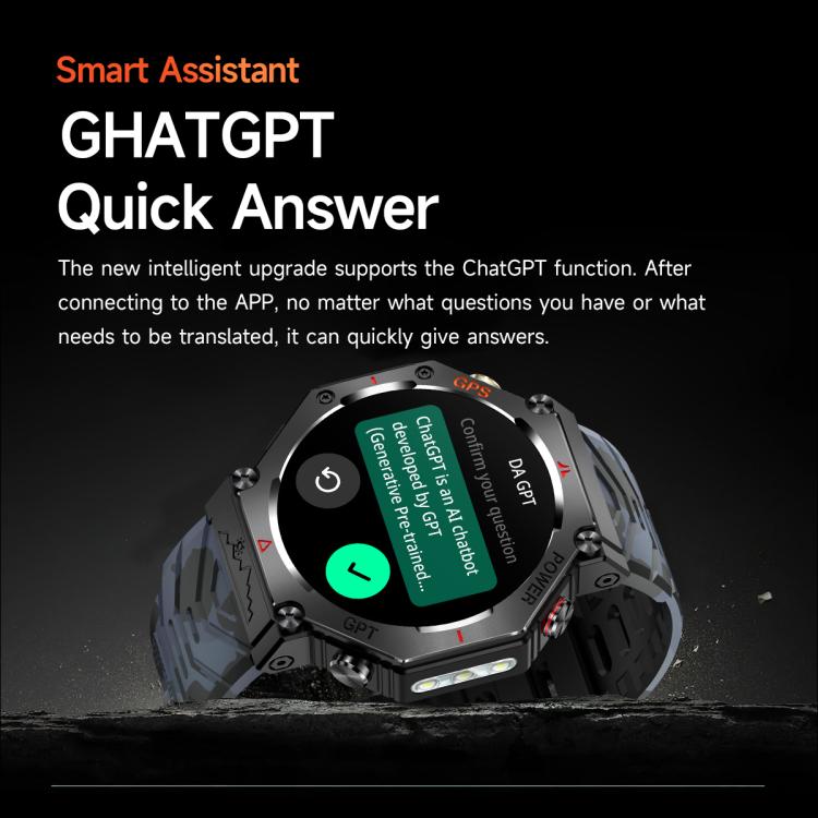 KC91 1.39 inch IPS Screen 3ATM Outdoor GPS Smart Watch with Flashlight