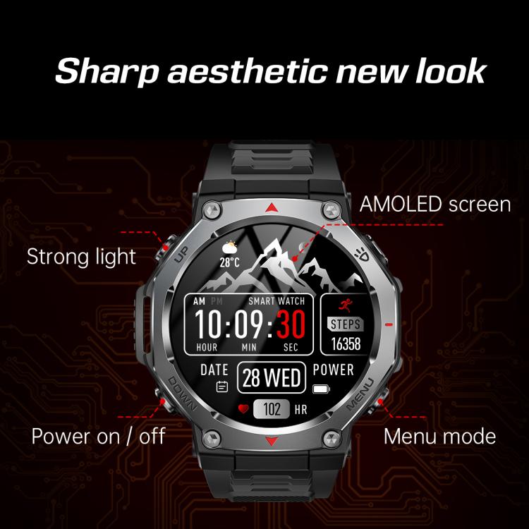 KT85 1.43 inch Screen 5ATM Outdoor Sports Smart Watch with Strong Flashlight
