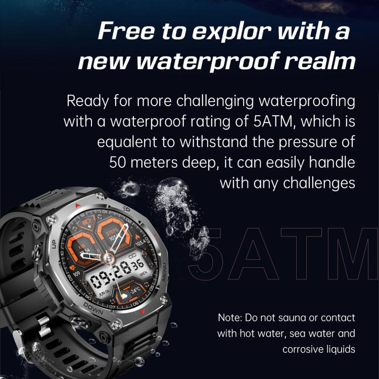 KT85 1.43 inch Screen 5ATM Outdoor Sports Smart Watch with Strong Flashlight