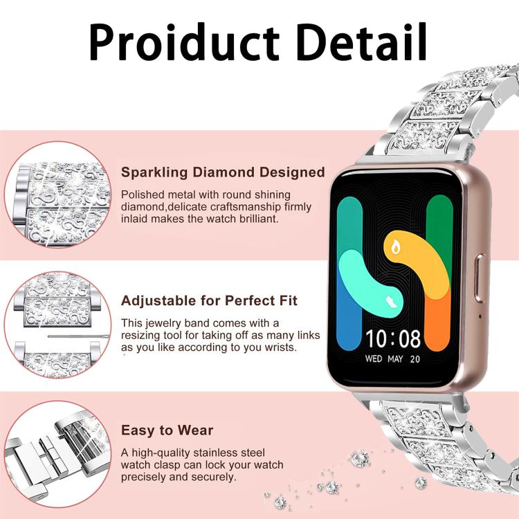 xDfind Diamond Jewelry Stainless Steel Watch Band, For Samsung Galaxy Watch Ultra / Ultra 2025, For Samsung Galaxy Watch8 / Watch8 Classic, For Samsung Galaxy Watch7 / FE / 6 / 5 / 4, For Samsung Galaxy Fit3
