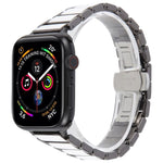 Drei Perlen Keramik 18 mm Edelstahl-Uhrenarmband, für Apple Watch 46 mm / 49 mm / 45 mm / 44 mm, für Apple Watch 42 mm / 41 mm / 40 mm / 38 mm
