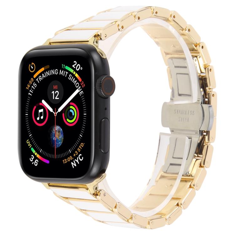 Drei Perlen Keramik 18 mm Edelstahl-Uhrenarmband, für Apple Watch 46 mm / 49 mm / 45 mm / 44 mm, für Apple Watch 42 mm / 41 mm / 40 mm / 38 mm