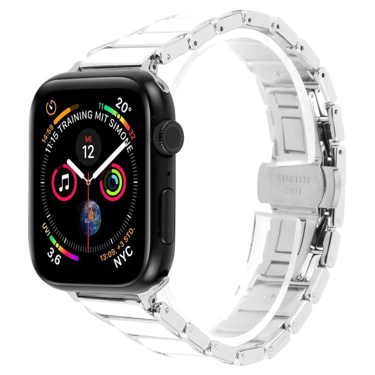 Drei Perlen Keramik 18 mm Edelstahl-Uhrenarmband, für Apple Watch 46 mm / 49 mm / 45 mm / 44 mm, für Apple Watch 42 mm / 41 mm / 40 mm / 38 mm