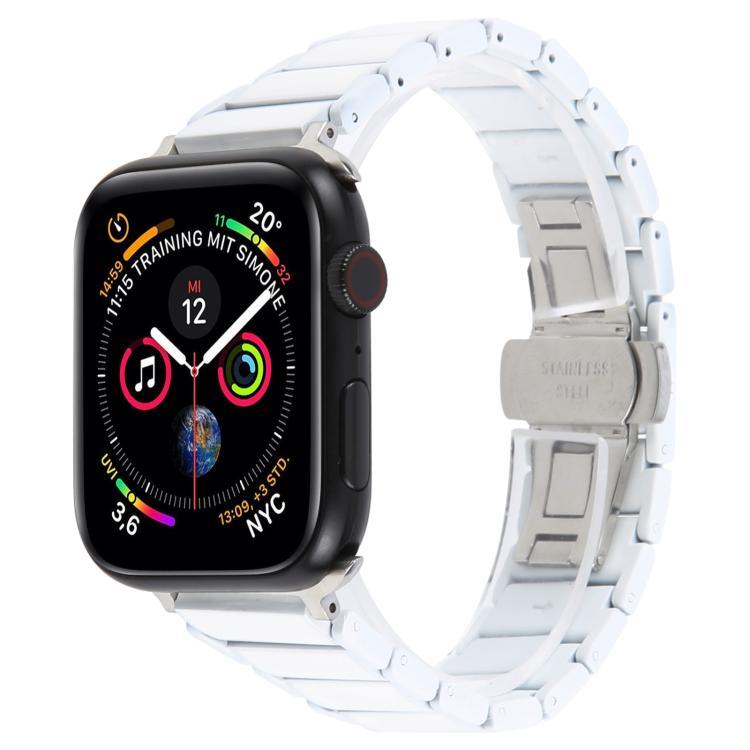 Drei Perlen Keramik 18 mm Edelstahl-Uhrenarmband, für Apple Watch 46 mm / 49 mm / 45 mm / 44 mm, für Apple Watch 42 mm / 41 mm / 40 mm / 38 mm
