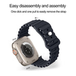 Butterfly Buckle Ocean Silicone Watch Band with Film Integrated PC Case, For Apple Watch Series 44mm, For Apple Watch Series 40mm, For Apple Watch Series 10 / 11 46mm, For Apple Watch Series 10 / 11 42mm, For Apple Watch Series 45mm                    ...