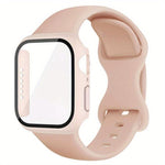 Butterfly Buckle Silicone Watch Band with Film Integrated PC Cover, For Apple Watch Series 44mm, For Apple Watch Series 40mm, For Apple Watch Series 10 / 11 46mm, For Apple Watch Series 10 / 11 42mm, For Apple Watch Series 45mm                         ...