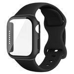 Butterfly Buckle Silicone Watch Band with Film Integrated PC Cover, For Apple Watch Series 44mm, For Apple Watch Series 40mm, For Apple Watch Series 10 / 11 46mm, For Apple Watch Series 10 / 11 42mm, For Apple Watch Series 45mm                         ...