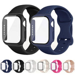 Butterfly Buckle Silicone Watch Band with Film Integrated PC Cover, For Apple Watch Series 44mm, For Apple Watch Series 40mm, For Apple Watch Series 10 / 11 46mm, For Apple Watch Series 10 / 11 42mm, For Apple Watch Series 45mm                         ...