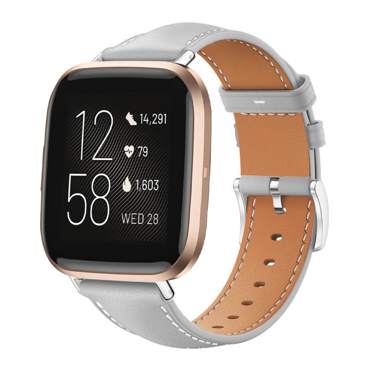 xDfind Flat Head Black Shark Fine Grain Leather Watch Band, For Fitbit Versa 4 / 3 / Sense2 / 1 20mm, For Fitbit Versa 2 / Versa / Versa Lite 22mm