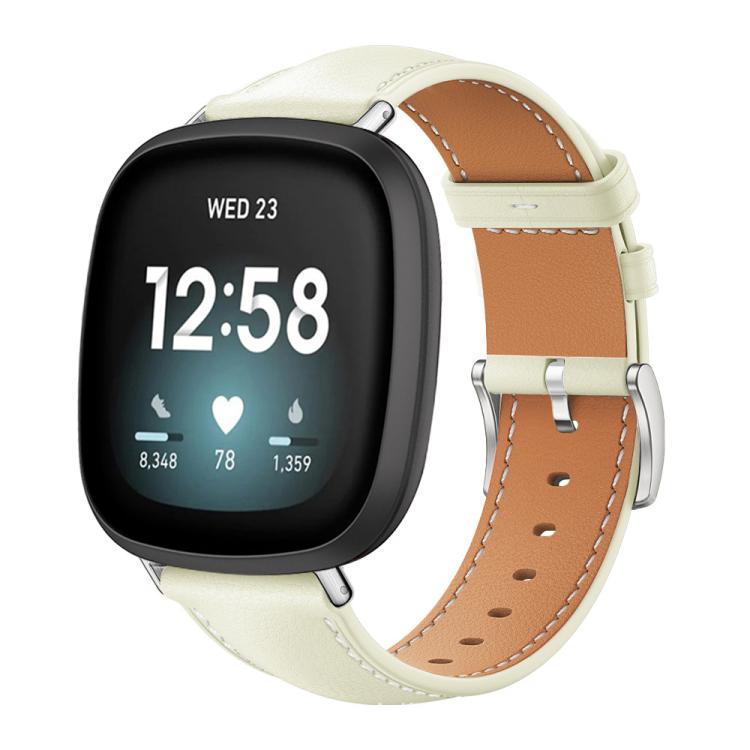 xDfind Flat Head Black Shark Fine Grain Leather Watch Band, For Fitbit Versa 4 / 3 / Sense2 / 1 20mm, For Fitbit Versa 2 / Versa / Versa Lite 22mm