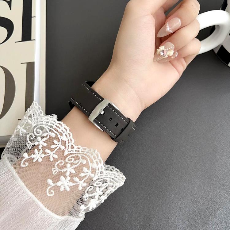 xDfind Flat Head Black Shark Fine Grain Leather Watch Band, For Samsung Galaxy Watch Ultra / Ultra 2025, For Samsung Galaxy Watch8 / Watch8 Classic, For Samsung Galaxy Watch7 / FE / 6 / 5 / 4