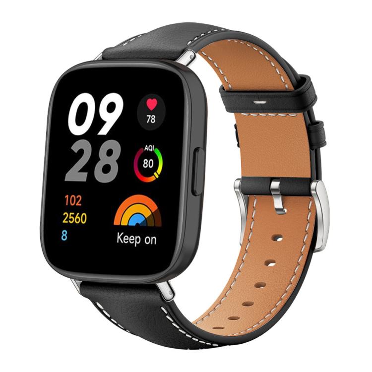 xDfind Flat Head Black Shark Fine Grain Leather Watch Band, For Xiaomi Band 10 Pro / 9 Pro / Redmi Watch 6, For Redmi Watch 3 Active / Lite 20mm, For Redmi Watch 3 20mm