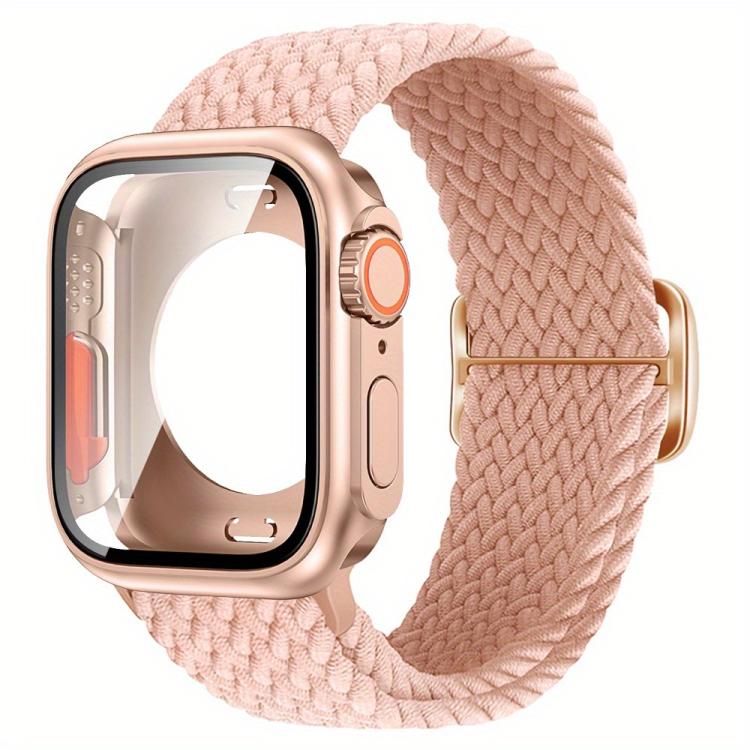 Ladder Buckle Loop Nylon Watch Band with Change to Ultra 49mm Film PC Cover, For Apple Watch Series 44mm, For Apple Watch Series 40mm, For Apple Watch Series 10 / 11 46mm, For Apple Watch Series 10 / 11 42mm, For Apple Watch Series 45mm                ...