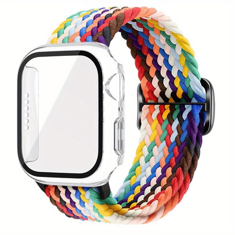 Ladder Buckle Loop Nylon Watch Band with Film Frosted PC Cover, For Apple Watch Series 44mm, For Apple Watch Series 40mm, For Apple Watch Series 10 / 11 46mm, For Apple Watch Series 10 / 11 42mm, For Apple Watch Series 45mm, For Apple Watch Series 41mm