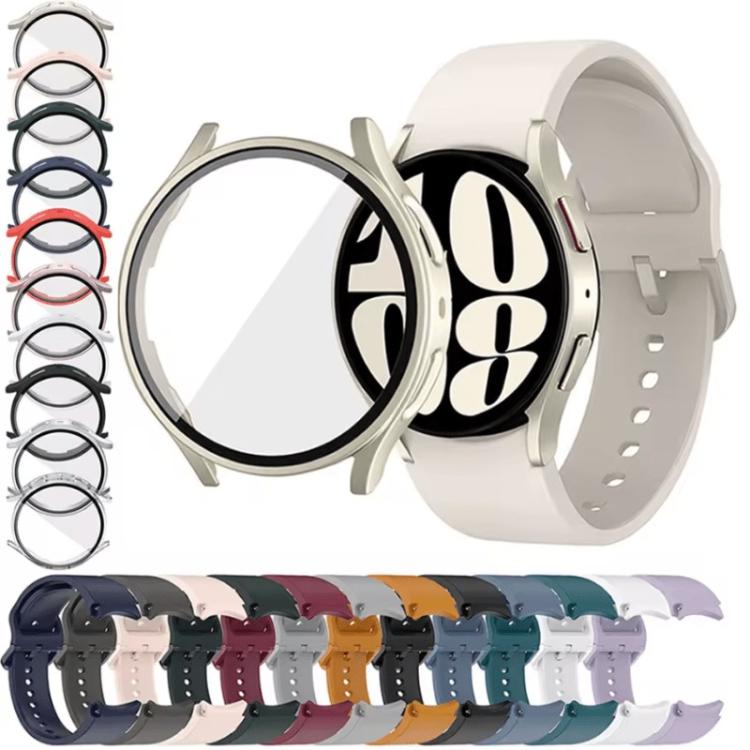 Silicone Watch Band with TPU Case, For Samsung Galaxy Watch 7 44mm, For Samsung Galaxy Watch 7 40mm, For Samsung Galaxy Watch 4 Classic 46mm, For Samsung Galaxy Watch 4 Classic 42mm