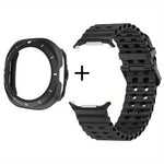 Dual-row Holes Silicone Watch Band with TPU Case, For Samsung Galaxy Watch Ultra 47mm / Ultra 2025