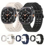 Dual-row Holes Silicone Watch Band with TPU Case, For Samsung Galaxy Watch Ultra 47mm / Ultra 2025