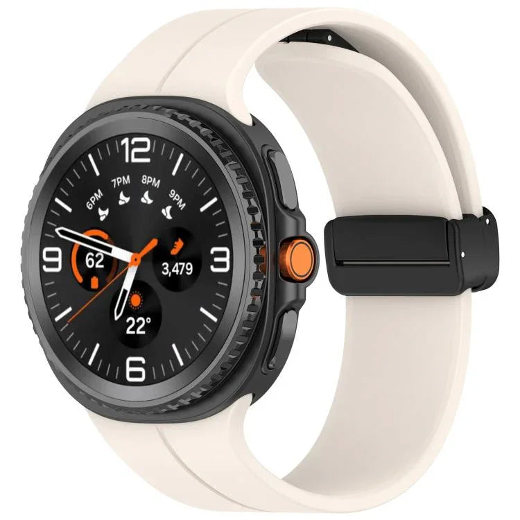 xDfind Fold Black Buckle Magnetic Silicone Watch Band, For Samsung Galaxy Watch8 / Watch8 Classic