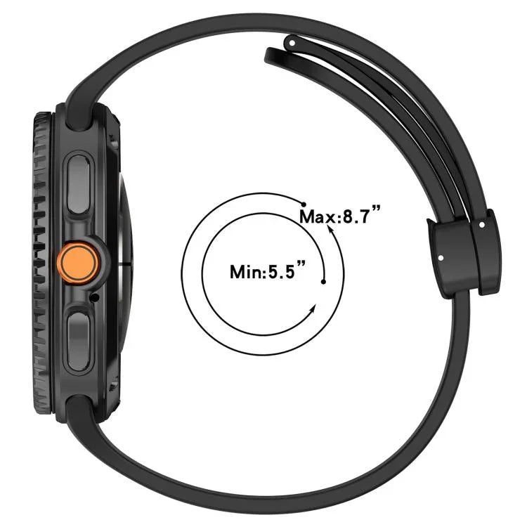xDfind Fold Black Buckle Magnetic Silicone Watch Band, For Samsung Galaxy Watch8 / Watch8 Classic