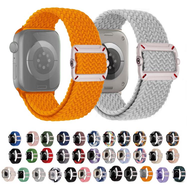 Double Loop Mechanical Buckle Nylon Braid Watch Band, For Apple Watch 46mm / 49mm / 45mm / 44mm