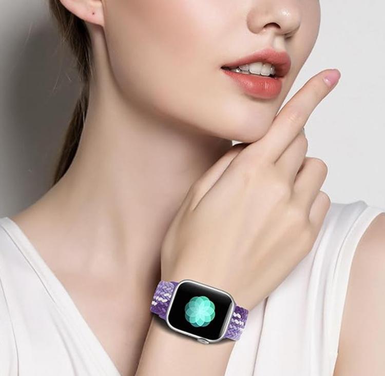 Double Loop Mechanical Buckle Nylon Braid Watch Band, For Apple Watch 46mm / 49mm / 45mm / 44mm