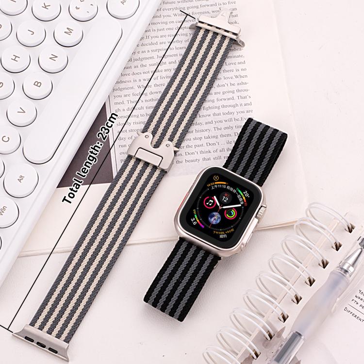xDfind Parachute Buckle 3-Stripe Braided Nylon Watch Band, For Apple Watch 42 / 44 / 45 / 46 / 49mm, For Apple Watch 38 / 40 / 41 / S10 42mm