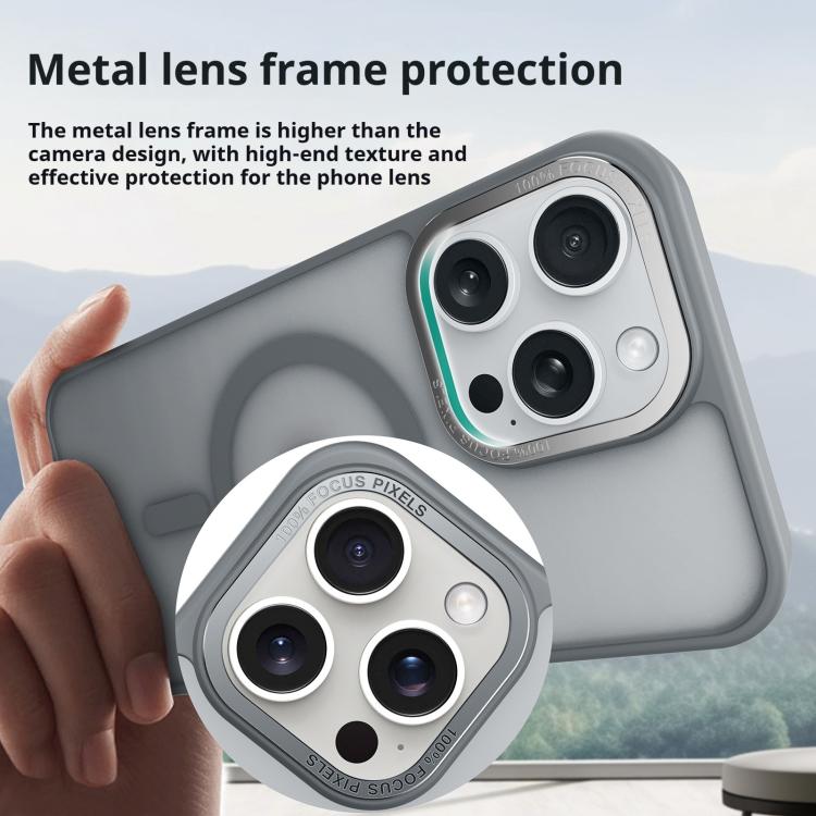 Kalebol Metal Lens Frame MagSafe Frosted PC Phone Case, For iPhone 17 Pro Max, For iPhone 17 Pro, For iPhone 17, For iPhone Air, For iPhone 16 Pro Max