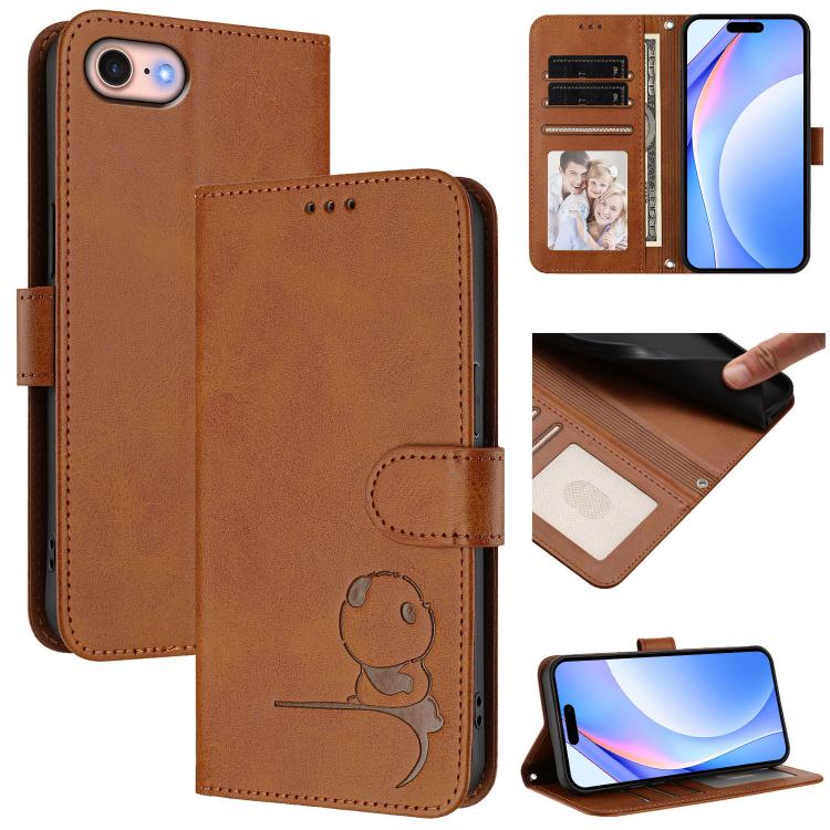 Litter Panda Embossing RFID Leather Phone Case with Lanyard, For iPhone 14 Pro Max, For iPhone SE 2022 / 2020 / 8 / 7, For iPhone 13 Pro Max, For iPhone 13 Pro, For iPhone 13 mini, For iPhone 12 / 12 Pro, For iPhone 12 Pro Max, For iPhone 12 mini