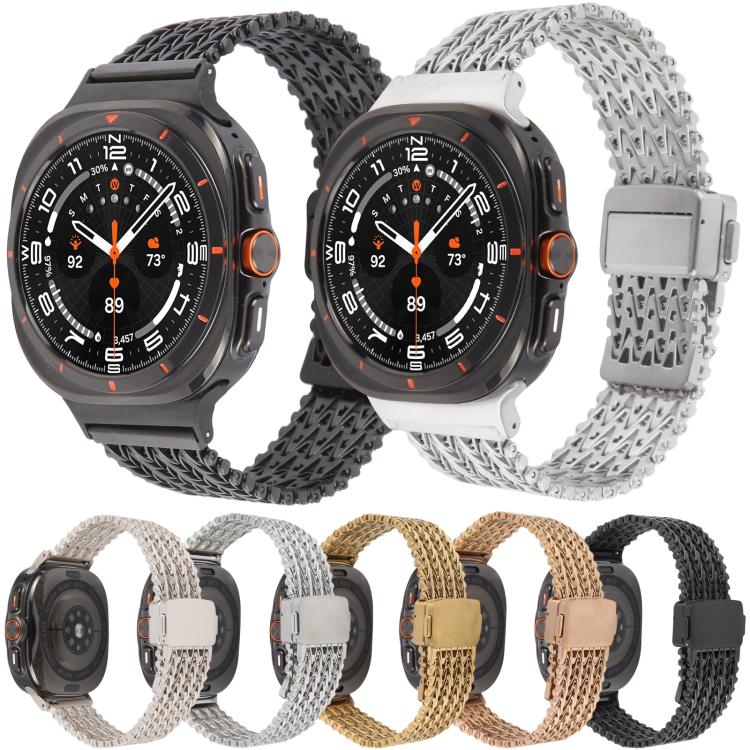 Magnetic Snap Clasp Steel Mesh Metal Watch Band, For Samsung Galaxy Watch Ultra 47mm / Ultra 2025