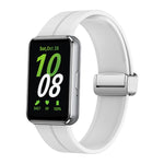 Magnetic Fold Silver Buckle Silicone Watch Band, For Samsung Galaxy Fit 3