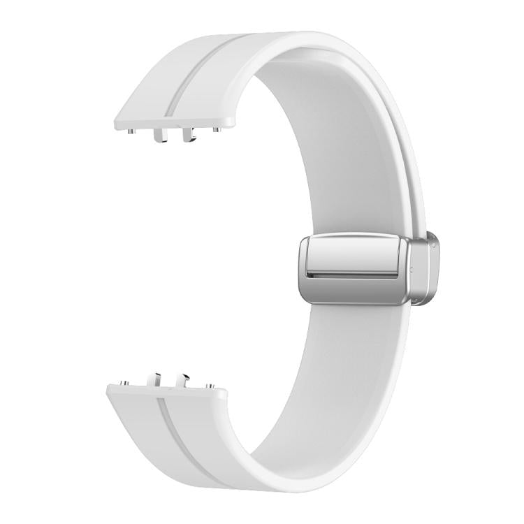 Magnetic Fold Silver Buckle Silicone Watch Band, For Samsung Galaxy Fit 3