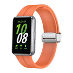 Magnetic Fold Silver Buckle Silicone Watch Band, For Samsung Galaxy Fit 3