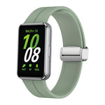 Magnetic Fold Silver Buckle Silicone Watch Band, For Samsung Galaxy Fit 3