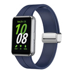 Magnetic Fold Silver Buckle Silicone Watch Band, For Samsung Galaxy Fit 3
