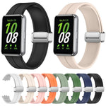 Magnetic Fold Silver Buckle Silicone Watch Band, For Samsung Galaxy Fit 3