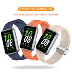 Magnetic Fold Silver Buckle Silicone Watch Band, For Samsung Galaxy Fit 3