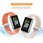Magnetic Fold Silver Buckle Silicone Watch Band, For Samsung Galaxy Fit 3
