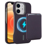 Carbon Fiber MagSafe Magnetic Card Holder Phone Case, For iPhone 13, For iPhone 12, For iPhone 12 Pro Max, For iPhone 12 Pro