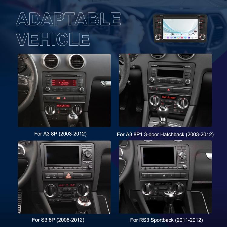For Audi A3 8P 2003-2012 Android 15 7 inch Smart Central Control Car GPS Navigator Car MP5 Player, Standard+AHD+Microphone, Standard