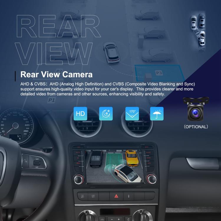 For Audi A3 8P 2003-2012 Android 15 7 inch Smart Central Control Car GPS Navigator Car MP5 Player, Standard+AHD+Microphone, Standard