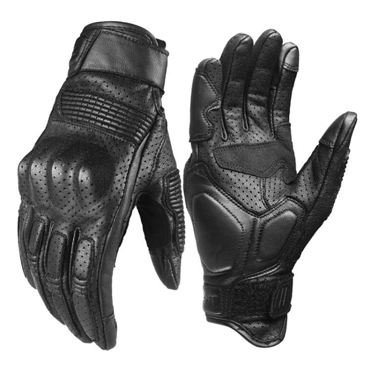 GHOST RACING GR-ST11 Retro Motorcycle Genuine Leather Touch Screen Full Finger Gloves, M, L, XL, XXL