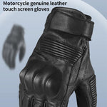 GHOST RACING GR-ST11 Retro Motorcycle Genuine Leather Touch Screen Full Finger Gloves, M, L, XL, XXL