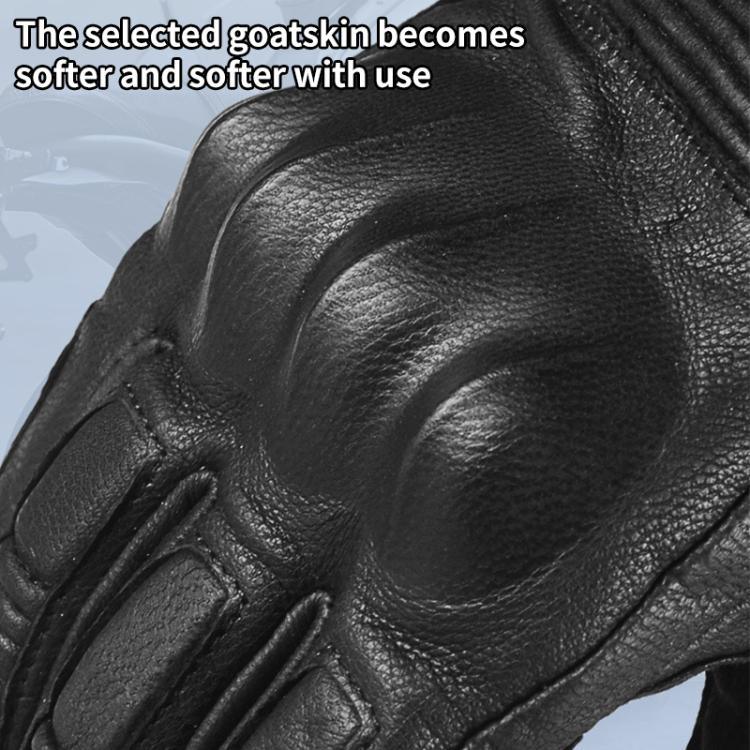 GHOST RACING GR-ST11 Retro Motorcycle Genuine Leather Touch Screen Full Finger Gloves, M, L, XL, XXL
